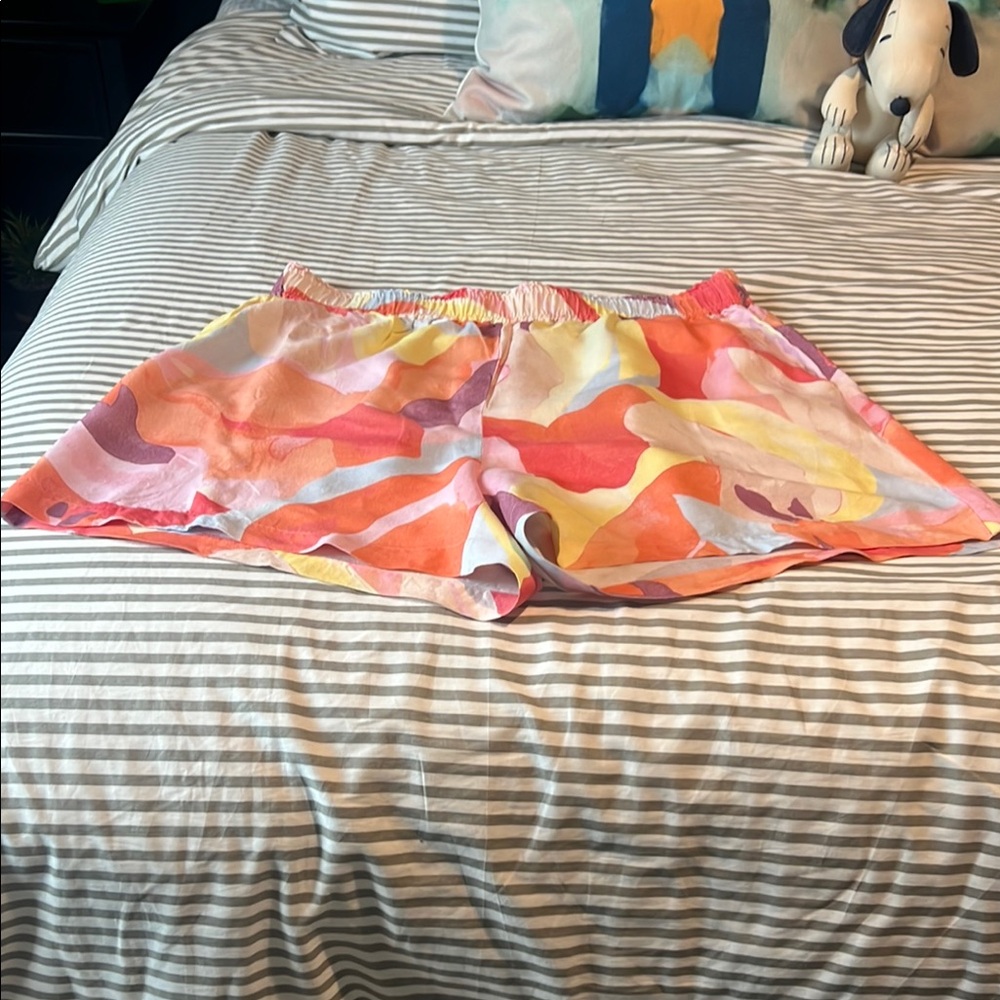 H&M Pink and Orange Athletic Shorts with Vibrant Design
